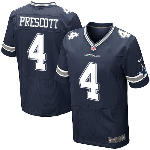 Men's Elite Dak Prescott Nike Jersey Navy Blue Home - #4 NFL Dallas Cowboys